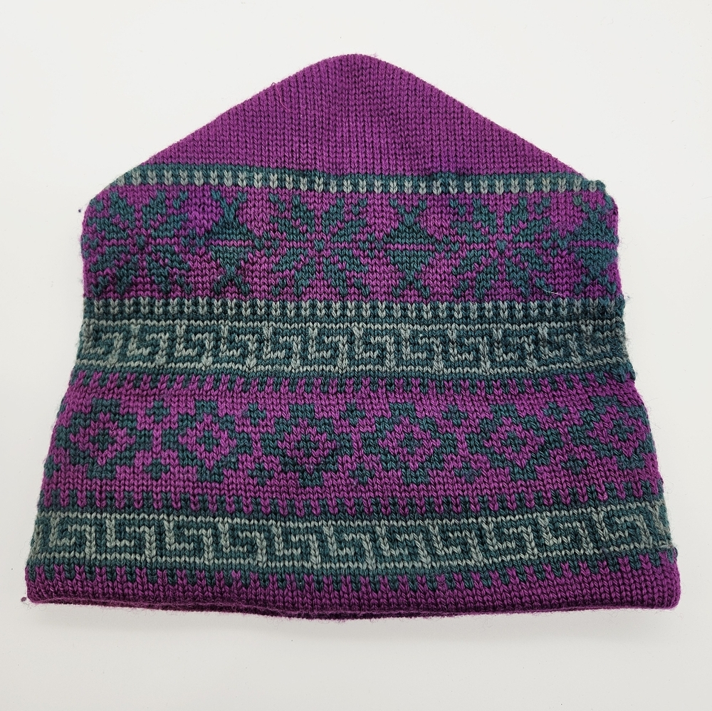 VINTAGE | wool fair isle nordic toque winter hat - Picture 2 of 7